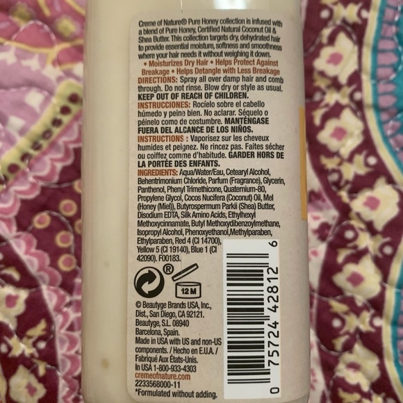 NEW Crème Of Nature Pure Honey Leave-In Conditioner For Dry Damaged Hair - Picture 2 of 2